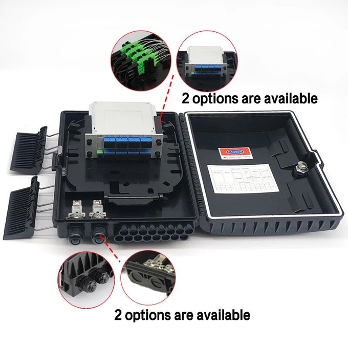 Fiber Optic Equipment Kit FTTH Box 16 Core Fiber Optic Distribution ABS Black Box IP65 2