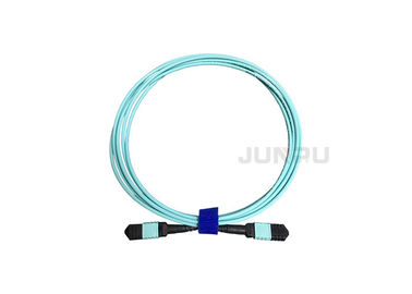 Male / Female 12 Fo Fiber Optic Patch Cord 10GB Om3 Mpo Mtp In Blue Color