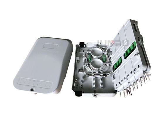 16T FTTH Fiber Optic Distribution Box 2 In 16 Out PC ABS White Color