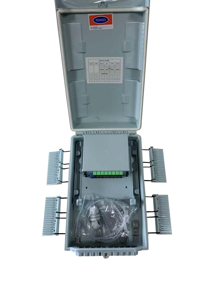 China 24 Port Fiber Optic Distribution Box ABS IP 65 With Wall/Pole Method SC Plug-in PLC Splitter 2